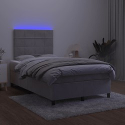 Boxspringbett mit Matratze & LED Hellgrau 120x190 cm Samt