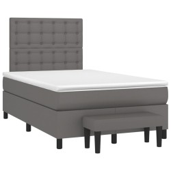 Boxspringbett mit Matratze Grau 120x190 cm Kunstleder