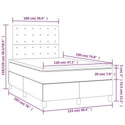 Boxspringbett mit Matratze & LED Dunkelgrau 120x190 cm Stoff