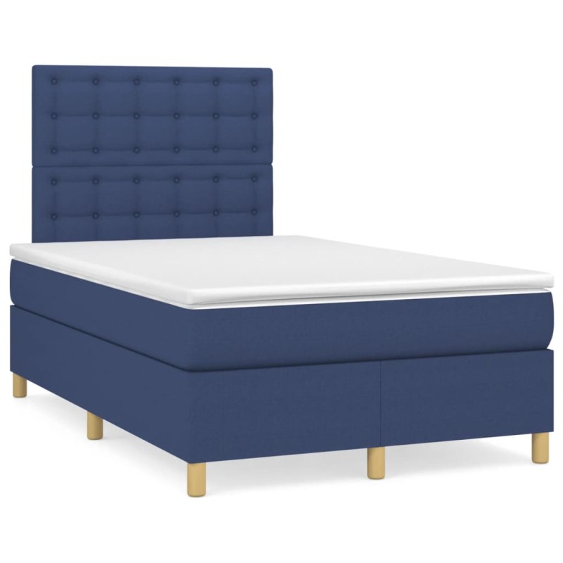 Boxspringbett mit Matratze & LED Blau 120x190 cm Stoff