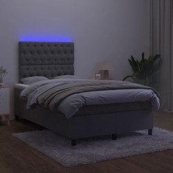 Boxspringbett mit Matratze & LED Dunkelgrau 120x190 cm Samt