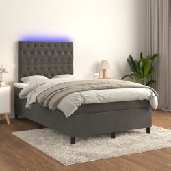 Boxspringbett mit Matratze & LED Dunkelgrau 120x190 cm Samt