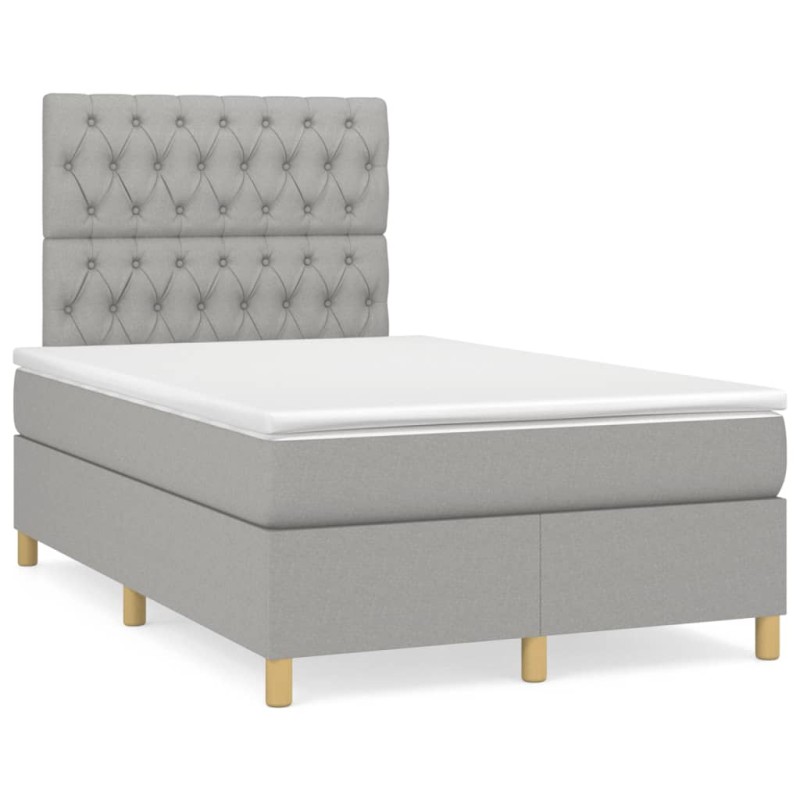 Boxspringbett mit Matratze Hellgrau 120x190 cm Stoff