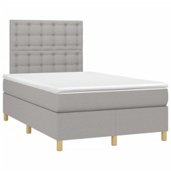 Boxspringbett mit Matratze Hellgrau 120x190 cm Stoff