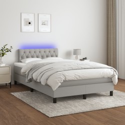 Boxspringbett mit Matratze & LED Hellgrau 120x190 cm Stoff