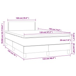 Boxspringbett mit Matratze & LED Hellgrau 120x190 cm Stoff