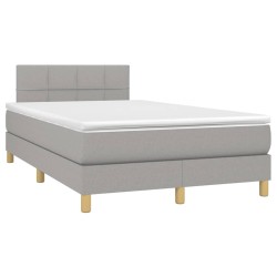 Boxspringbett mit Matratze & LED Hellgrau 120x190 cm Stoff