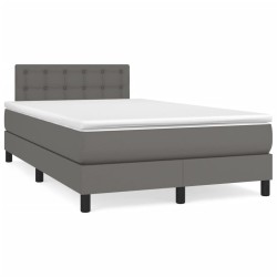 Boxspringbett mit Matratze Grau 120x190 cm Kunstleder