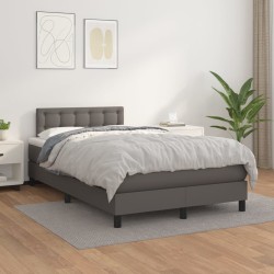 Boxspringbett mit Matratze Grau 120x190 cm Kunstleder