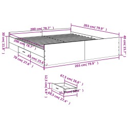 Bettgestell mit Schubladen Weiß 200x200 cm Holzwerkstoff