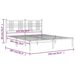 Bettgestell mit Kopfteil Metall Weiß 150x200 cm