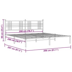 Bettgestell mit Kopfteil Metall Weiß 200x200 cm