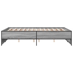 Bettgestell Grau Sonoma 135x190 cm Holzwerkstoff und Metall