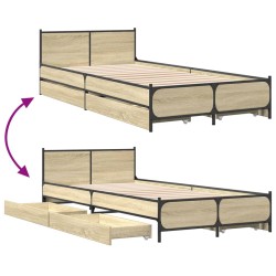 Bettgestell mit Schubladen Sonoma-Eiche 90x190 cm Holzwerkstoff