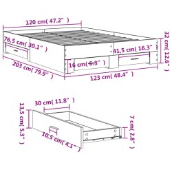 Bettgestell mit Schubladen Braun Eichen-Optik 120x200 cm