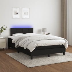 Boxspringbett mit Matratze & LED Schwarz 120x190 cm Stoff