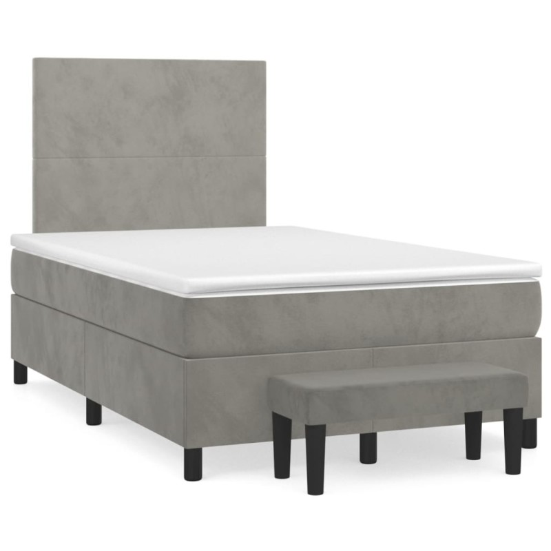 Boxspringbett mit Matratze Hellgrau 120x190 cm Samt