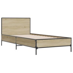 Bettgestell Sonoma-Eiche 90x200 cm Holzwerkstoff und Metall