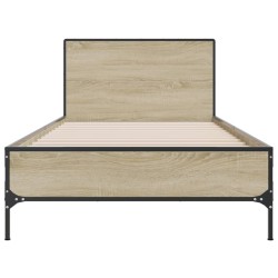 Bettgestell Sonoma-Eiche 90x200 cm Holzwerkstoff und Metall