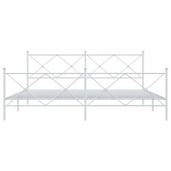 Bettgestell mit Kopf- und Fußteil Metall Weiß 200x200 cm