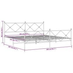 Bettgestell mit Kopf- und Fußteil Metall Weiß 200x200 cm