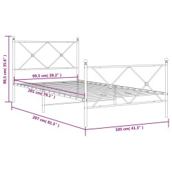 Bettgestell mit Kopf- und Fußteil Metall Schwarz 100x200 cm