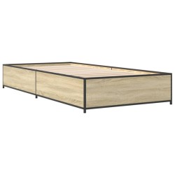 Bettgestell Sonoma-Eiche 100x200 cm Holzwerkstoff und Metall