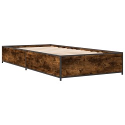 Bettgestell Räuchereiche 90x200 cm Holzwerkstoff und Metall