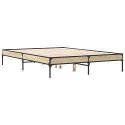 Bettgestell Sonoma-Eiche 135x190 cm Holzwerkstoff und Metall