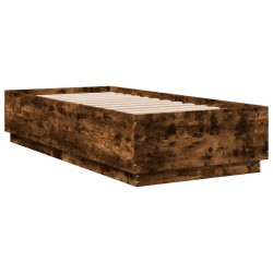 Bettgestell mit LED Räuchereiche 90x200 cm Holzwerkstoff