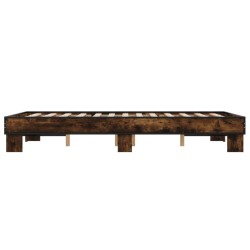 Bettgestell Räuchereiche 135x190 cm Holzwerkstoff und Metall