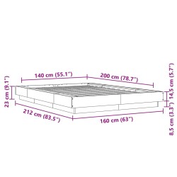 Bettgestell Betongrau 140x200 cm Holzwerkstoff