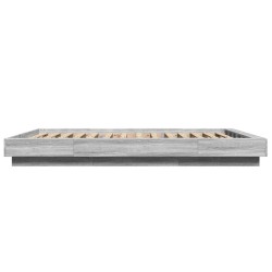 Bettgestell mit LED Grau Sonoma 140x190 cm Holzwerkstoff