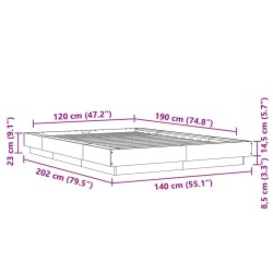 Bettgestell Braun Eichen-Optik 120x190 cm Holzwerkstoff