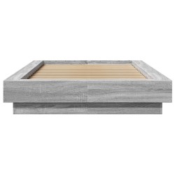 Bettgestell mit LED Grau Sonoma 90x190 cm Holzwerkstoff