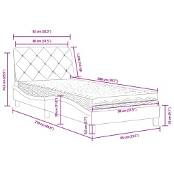 Bett mit Matratze Schwarz 80x200 cm Samt