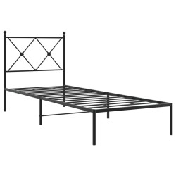 Bettgestell mit Kopfteil Metall Schwarz 75x190 cm