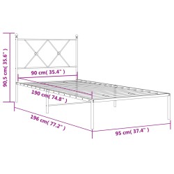 Bettgestell mit Kopfteil Metall Weiß 90x190 cm