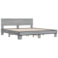 Bettgestell Grau Sonoma 180x200 cm Holzwerkstoff und Metall