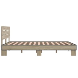 Bettgestell Sonoma-Eiche 135x190 cm Holzwerkstoff und Metall