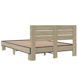 Bettgestell Sonoma-Eiche 135x190 cm Holzwerkstoff und Metall