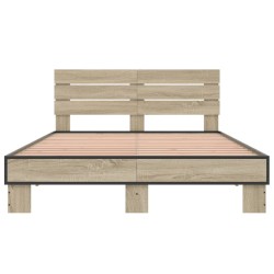 Bettgestell Sonoma-Eiche 140x190 cm Holzwerkstoff und Metall