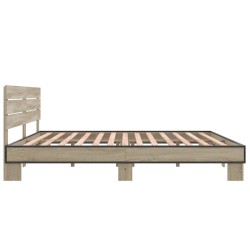 Bettgestell Sonoma-Eiche 200x200 cm Holzwerkstoff und Metall