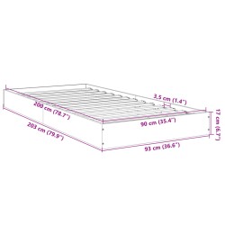 Bettgestell ohne Matratze Räuchereiche 90x200 cm Holzwerkstoff