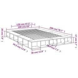 Bettgestell Betongrau 160x200 cm Holzwerkstoff