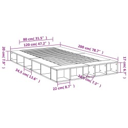 Bettgestell Grau Sonoma 120x200 cm Holzwerkstoff