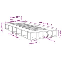 Bettgestell Braun Eichen-Optik 100x200 cm Holzwerkstoff