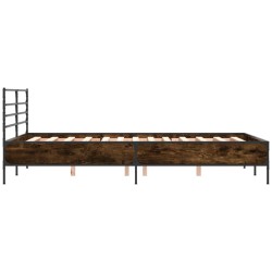 Bettgestell Räuchereiche 140x190 cm Holzwerkstoff und Metall