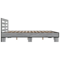 Bettgestell Grau Sonoma 200x200 cm Holzwerkstoff und Metall