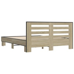 Bettgestell Sonoma-Eiche 160x200 cm Holzwerkstoff und Metall